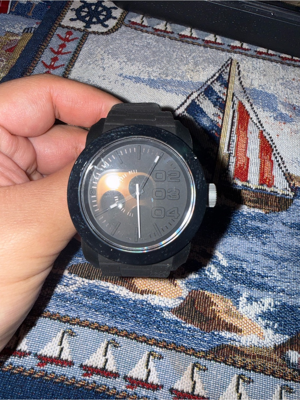 Diesel BlackSilicone Sport Watch - Minimalist Analog Design